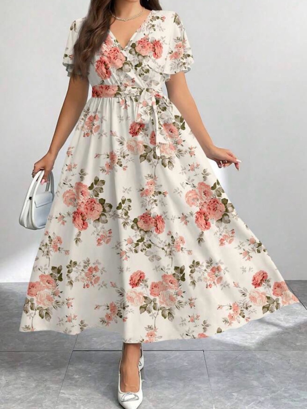 Floral Wrap Maxi Dress Coquette Cottagecore Pastoral Boho Romantic Dreamy Garden